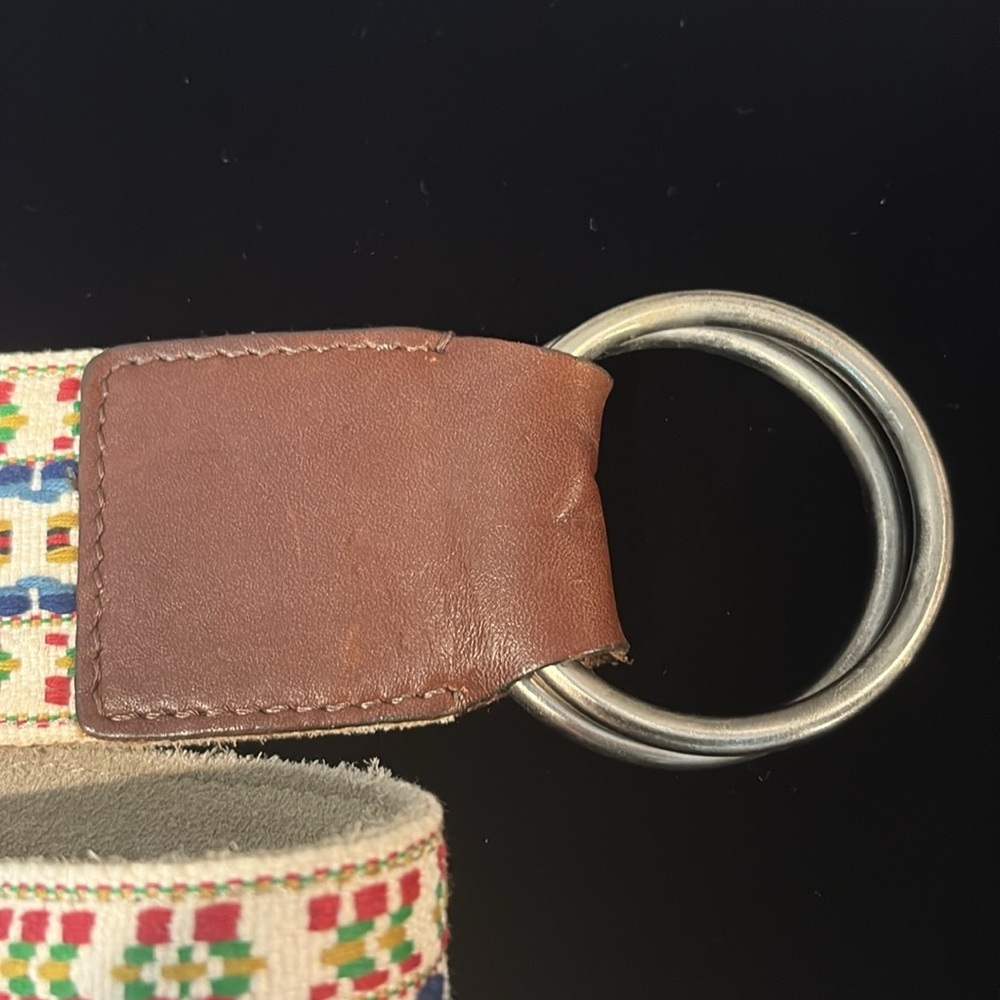 India Boho Embroidered Suede Leather Belt Size M/L - Picture 3 of 8